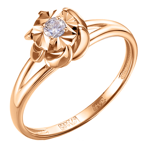 Кольцо, золото, бриллиант, красный, 01-3901